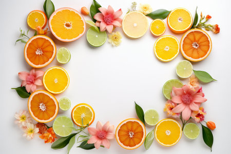 Citrus fruit on a white background illustration from generative aiの写真素材