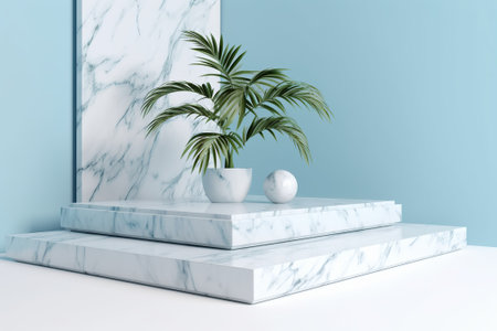 Summer luxury white marble stage illustration from generative aiの写真素材