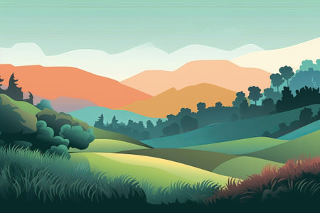 cartoon style scenery illustration from generative aiの写真素材
