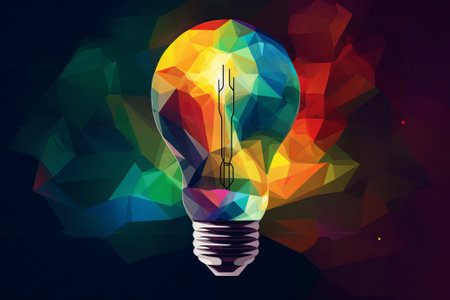 colorful light bulbs Light bulb bursts with rainbow colors illustration from generative aiの写真素材