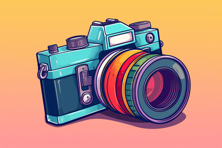 colorful cartoon camera graphics illustration from generative aiの写真素材