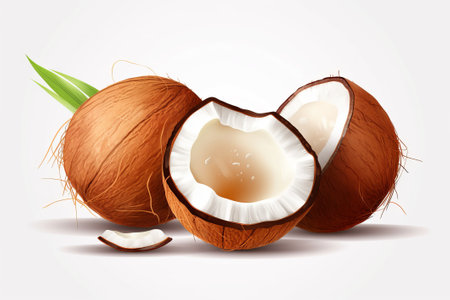 Coconut fruit isolated on white background illustration from generative aiの写真素材
