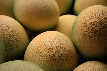 cantaloupe on a white background illustration from generative aiの写真素材