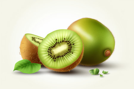 kiwi fruit on a white background illustration from generative aiの写真素材