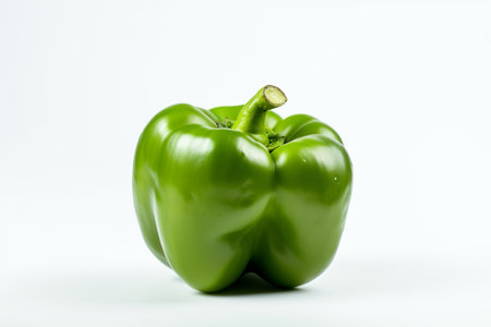 Green bell peppers on a white background illustration from generative aiの写真素材