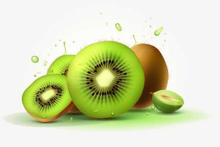 kiwi fruit on a white background illustration from generative aiの写真素材