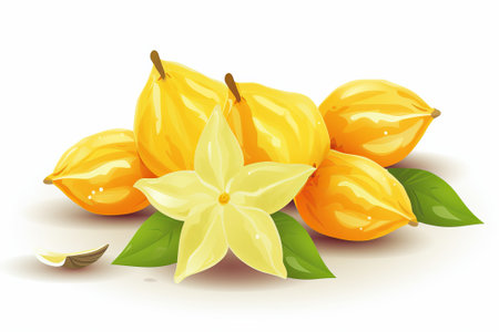 Starfruit on a white background illustration from generative aiの写真素材
