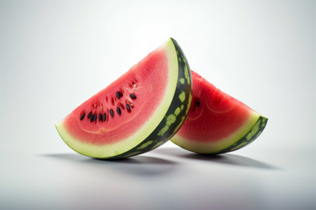 sliced watermelon on a white background illustration from generative aiの写真素材