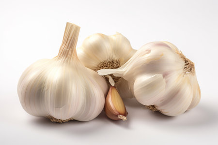 whole garlic on white background illustration from generative aiの写真素材