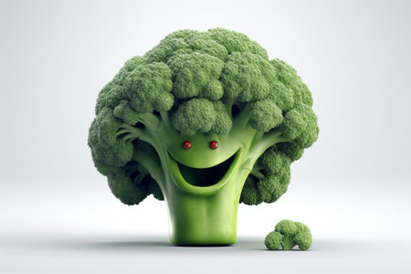 broccoli smile illustration from generative aiの写真素材