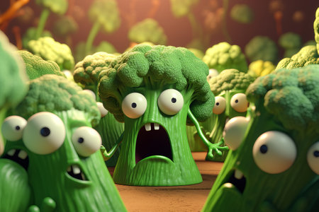 broccoli shocked illustration from generative aiの写真素材