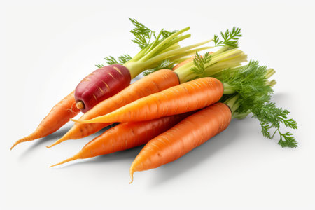 carrots on a white background illustration from generative aiの写真素材