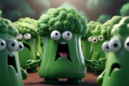 broccoli shocked illustration from generative aiの写真素材