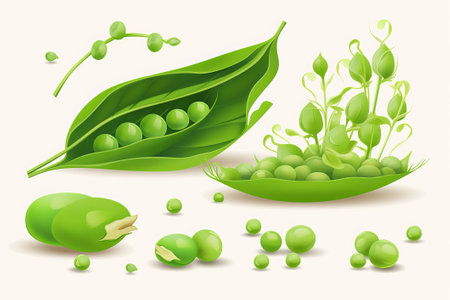 Vegetable peas on a white background illustration from generative aiの写真素材