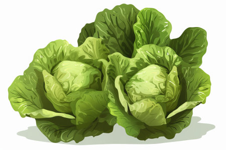 Lettuce on a white background illustration from generative aiの写真素材