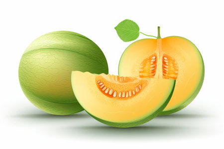 Melon on a white background illustration from generative aiの写真素材