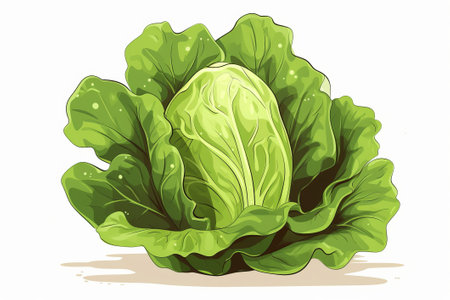 Lettuce on a white background illustration from generative aiの写真素材