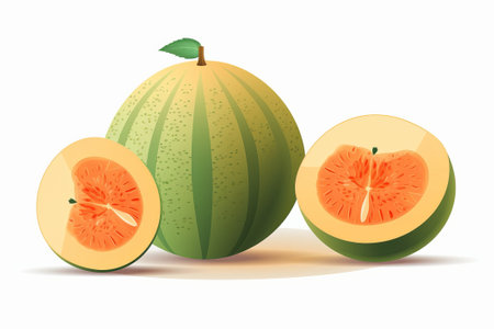 Melon on a white background illustration from generative aiの写真素材