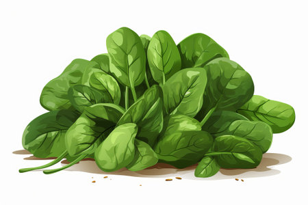 spinach on a white background illustration from generative aiの写真素材
