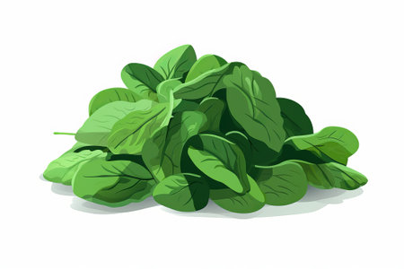 spinach on a white background illustration from generative aiの写真素材