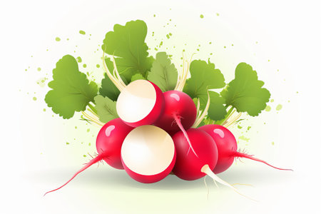 Red radish on a white background illustration from generative aiの写真素材