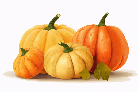 pumpkins on a white background illustration from generative aiの写真素材