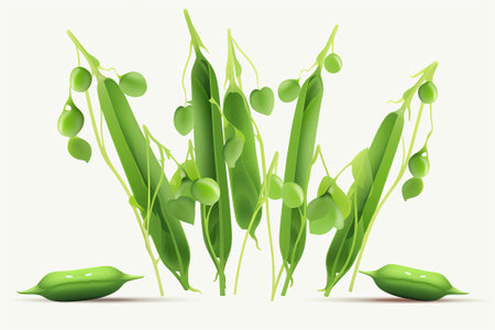 Vegetable peas on a white background illustration from generative aiの写真素材
