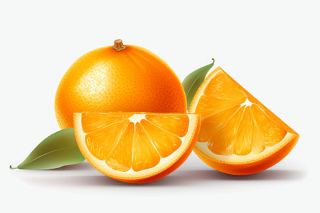 Half an orange on a white background illustration from generative aiの写真素材