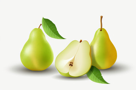 Pears on a white background illustration from generative aiの写真素材