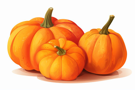 pumpkins on a white background illustration from generative aiの写真素材