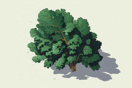 leaves of kale on a white background illustration from generative aiの写真素材