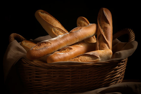bread in the basket illustration from generative aiの写真素材