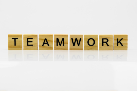 TEAMWORK on the woodの写真素材