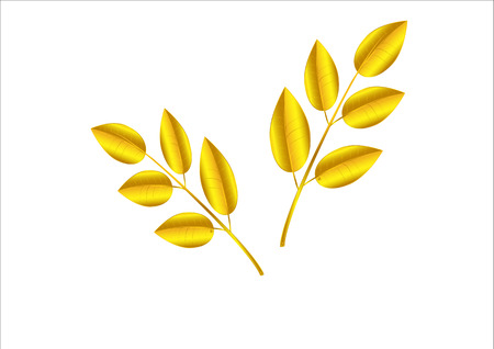 Golden leaves  jewelry concept on white background  ,vector illustrationのイラスト素材