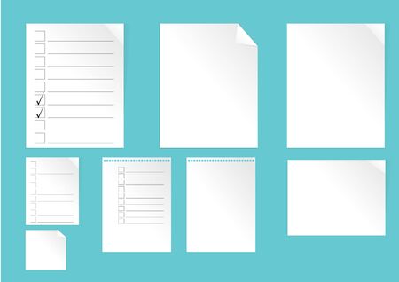 set of white Isolated papers  ,Vector illustrationのイラスト素材