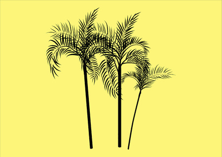 Yellow palm silhouette on yellow backgroundのイラスト素材