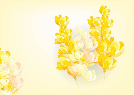 Abstract yellow tone  flower background  watercolor look created with watercolor art brush, vector illustration for background or cardのイラスト素材