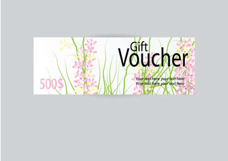 Gift voucher for marketing promotion with pink flower backgroundのイラスト素材