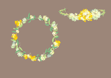 crown flowers set  side way isolated on white backgroundのイラスト素材