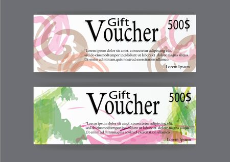 Gift voucher for marketing promotion with  abstract watercolor art brush  backgroundのイラスト素材