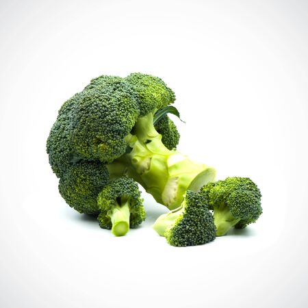 Broccoli separate pieces  on the white blackgroundの写真素材