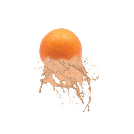 fruit with splash water on white background, photo retouchingの写真素材
