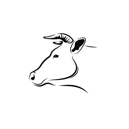 Vector of cow head on a white background. mammal. Animals. cow head logos or icons. Easy editable layered vector illustration. For beef farms or dairy farms.のイラスト素材