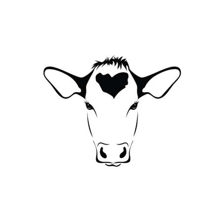 Vector of cow head on a white background. mammal. Animals. cow head logos or icons. Easy editable layered vector illustration. For beef farms or dairy farms.のイラスト素材