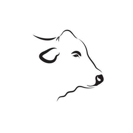Vector of cow head on a white background. mammal. Animals. cow head logos or icons. Easy editable layered vector illustration. For beef farms or dairy farms.のイラスト素材