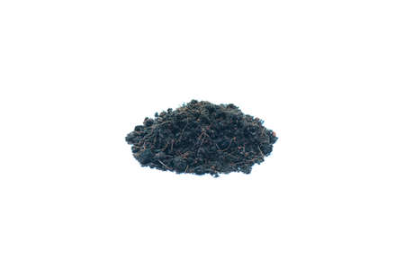 A pile of soil isolated from white.の写真素材