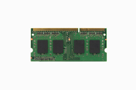 RAM memory. Chip close up. RAM macro shot. Computer circuit isolated on a white background. Operative memory for notebook or laptop computer isolated.の写真素材