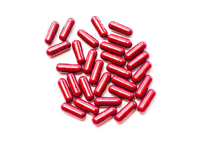 Medicinal pills on white background の写真素材