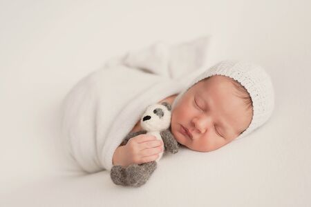 Sleeping newborn baby. Healthy and medical concept. Healthy child, concept of hospital and happy...