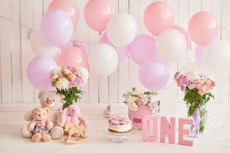 Birthday 1 year Cake Smash Decorの写真素材